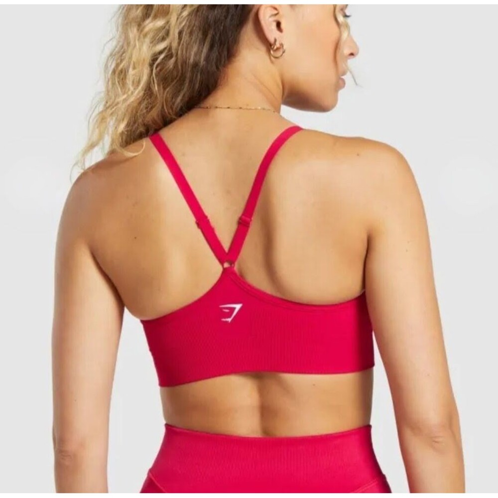 Gymshark Size XS Sweat Seamless Sports Bra 2.0 Light Support Punk Pink Stretch - Picture 2 of 10